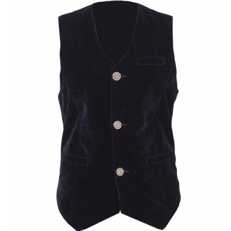 Men Steampunk Blue Velvet Vest Gothic Victorian Style Waistcoat Handmade Vampire Vest 